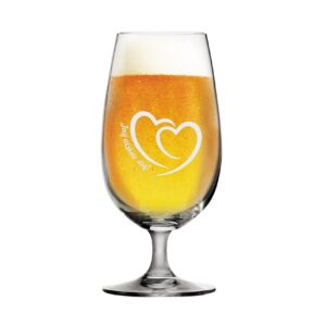 kupat ölglas med gravyr, motivet passar till alla hjörtans dag